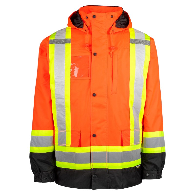 MANTEAU TERRA HV 7 EN 1 TERRA ORANGE : manteau multifonction avec doublures amovibles, idéal pour sécurité et confort au travail.