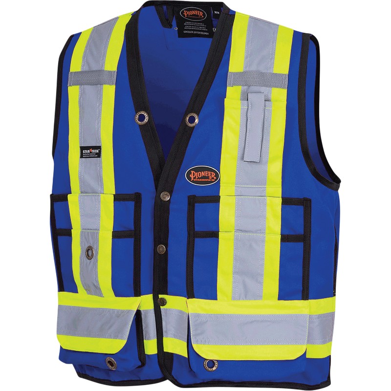 Dossard arpenteur bleu royal HV polyester 6692N haute visibilité. Distribuer par Services Sécur Plus.