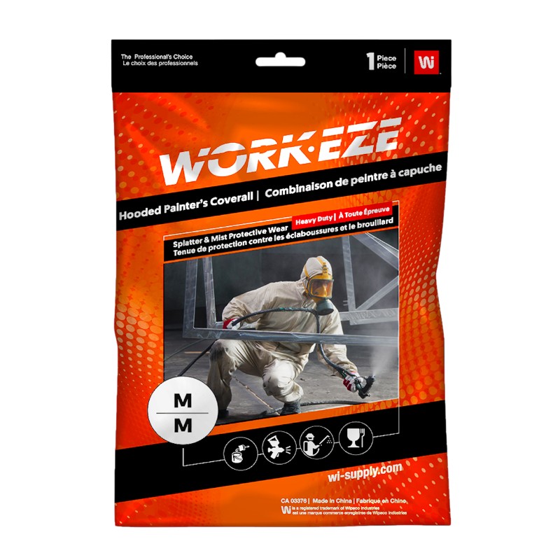 Combinaison à peinture jetable Work-Eze légère et protectrice. Distribuer par Services Sécur Plus.