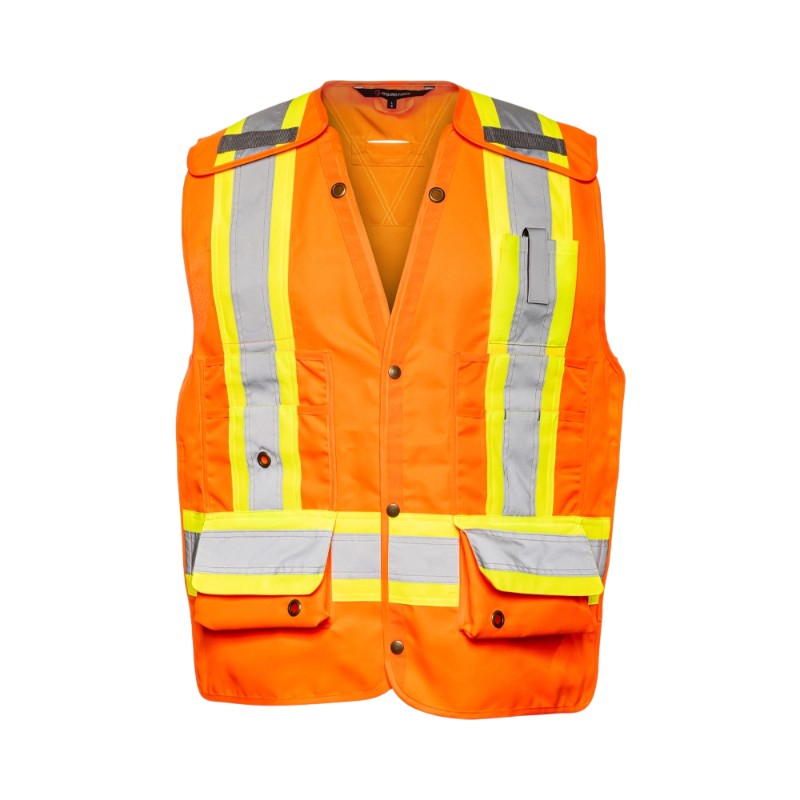 Dossard arpenteur géomètre de luxe haute visibilité et pratique. Distribuer par Services Sécur Plus.
