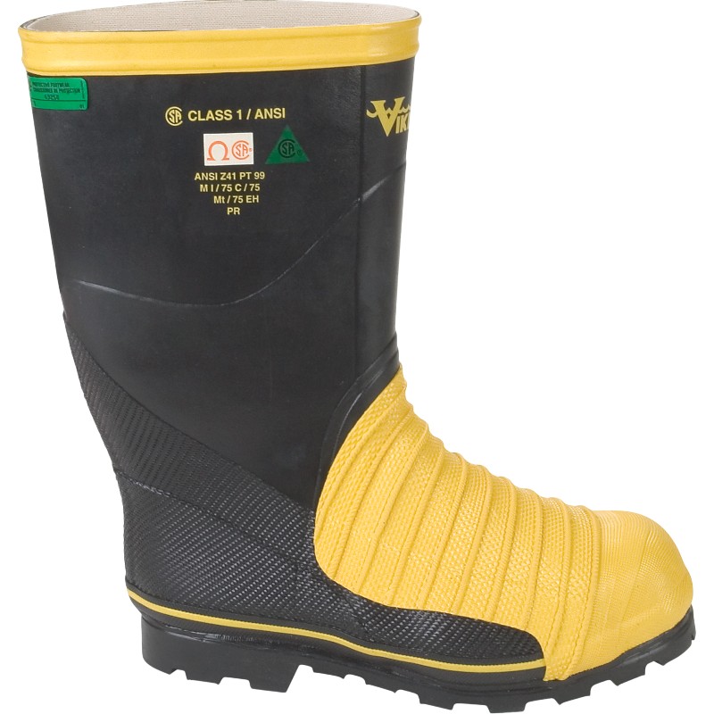 Bottes de sécurité caoutchouc Viking Miner 49er à embout d'acier et protection métatarse offrant une protection maximale pour les environnements industriels exigeants.