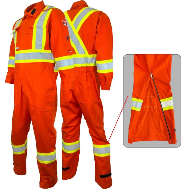 Couvre-tout Atlas HV-FR Arc Flash avec bandes 4 po haute visibilité. Distribuer par Services Sécur Plus.