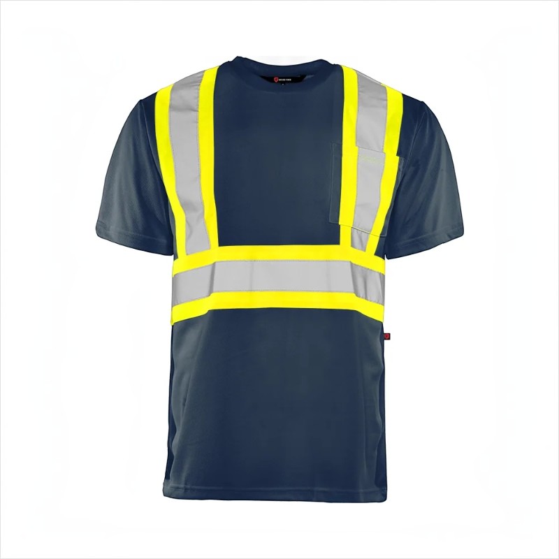 T-shirt de signalisation routière Ground Force TT1 haute visibilité. Distribuer par Services Sécur Plus.