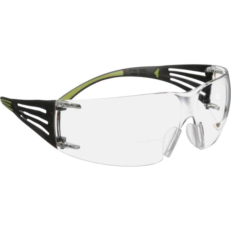 Lunettes de sécurité SecureFit Série 400 SGF12 avec lentilles claires anti-buée et verre de lecture intégré pour une vision confortable et précise.
