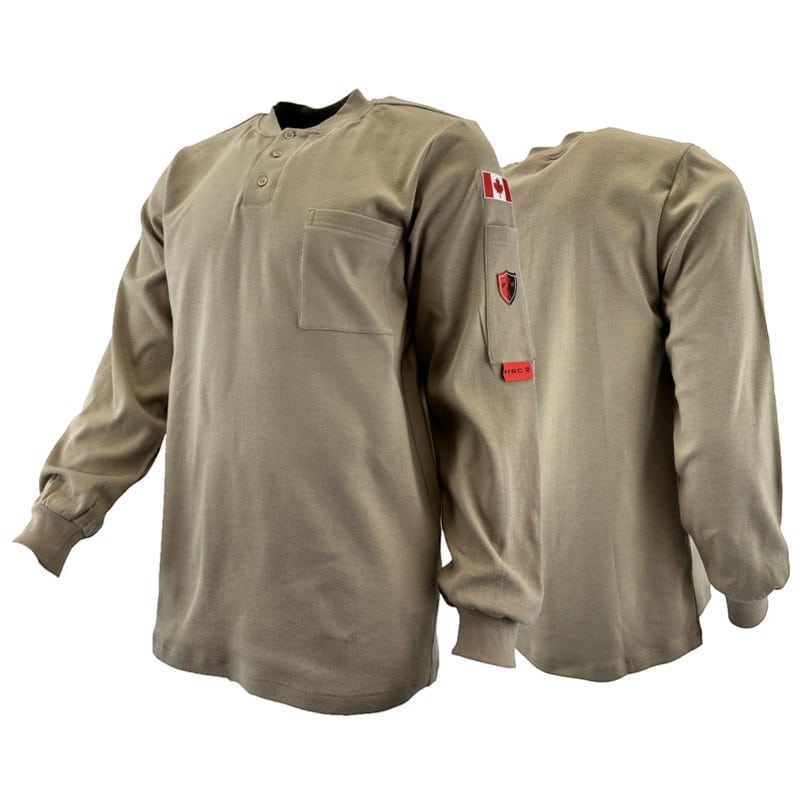 Le chandail Henley FR/AR 403KK offre confort et protection dans une conception sans bandes réfléchissantes adaptée aux milieux industriels.