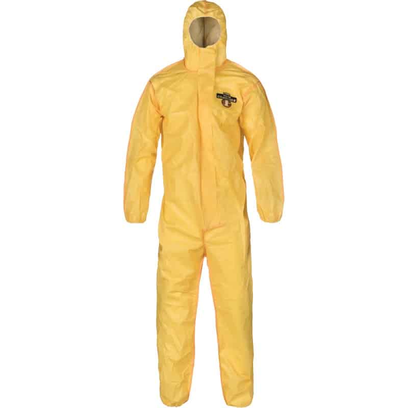Le couvre-tout jetable ChemMax Lakeland C1B528Y offre une protection chimique pratique dans une conception légère de couleur jaune.