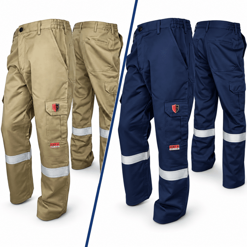 Optez pour le pantalon cargo Atlas FR 405 avec bandes grises de 2 po, adapté aux environnements industriels exigeants.