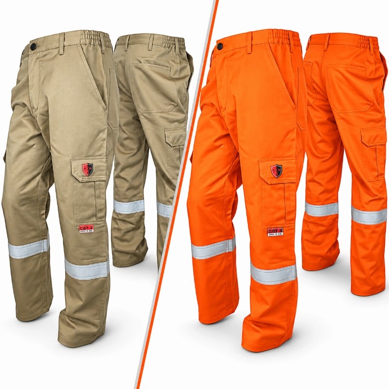 Optez pour le pantalon cargo Atlas FR 405 avec bandes grises de 2 po, adapté aux environnements industriels exigeants.
